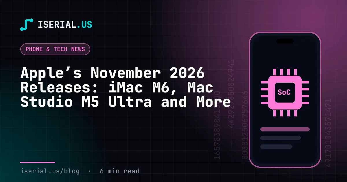Lanzamientos Apple noviembre 2026: iMac M6, Mac Studio M5 Ultra y más